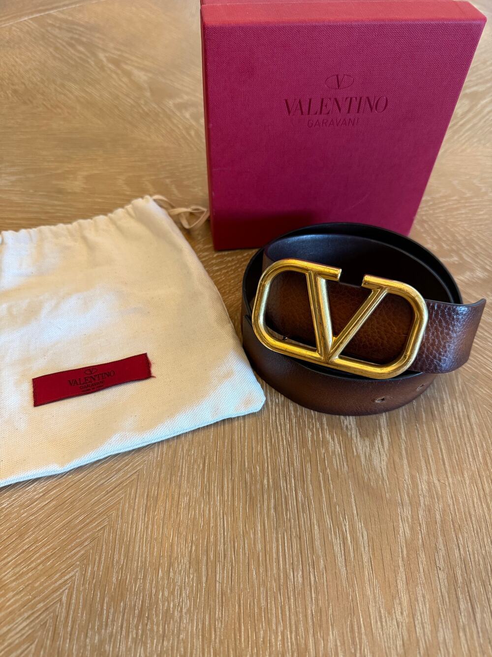 Valentino Belt Size 70/28 XS Cognac Brown